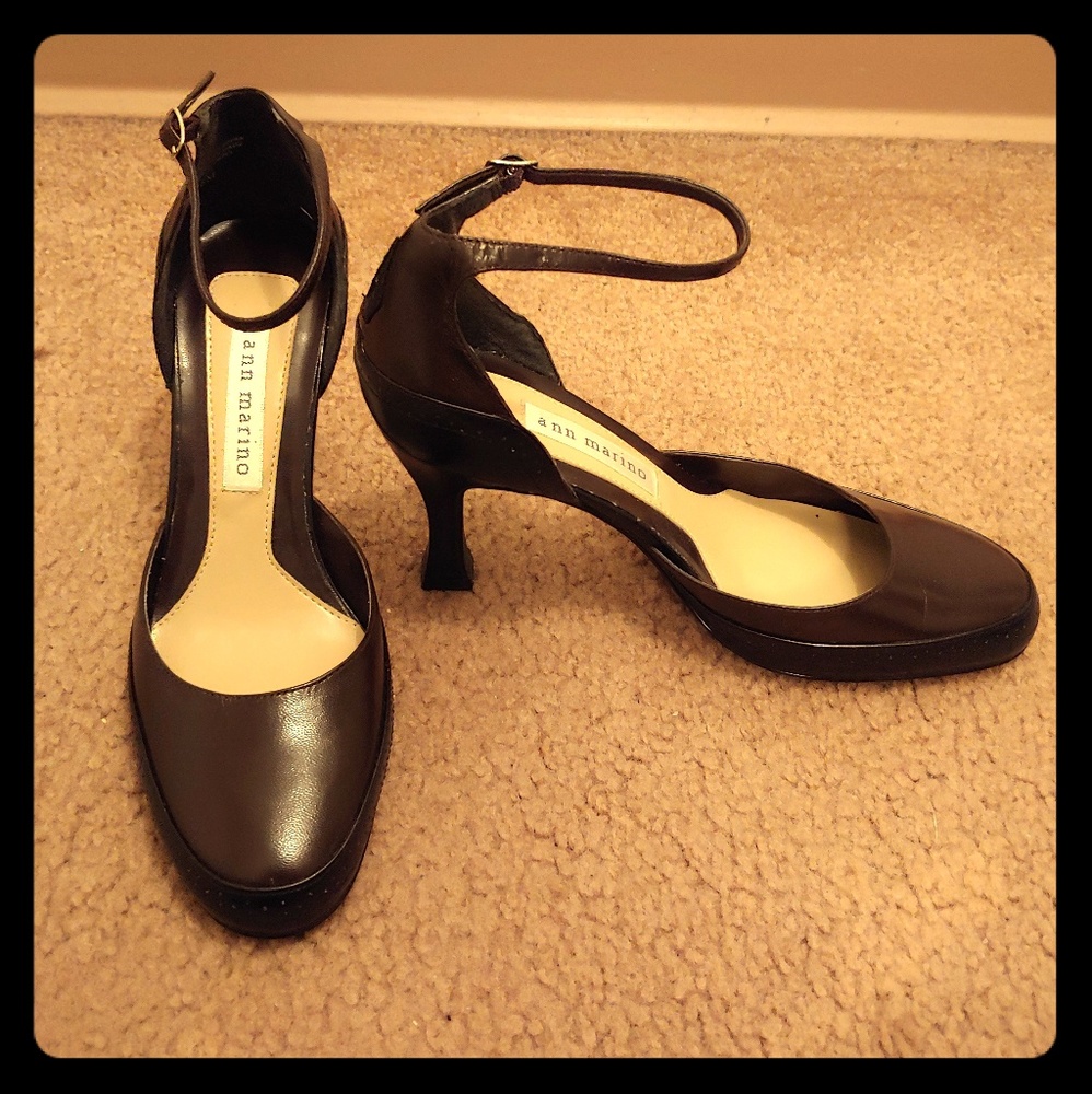 Ann Marino Black and Brown Heels with Ankle Strap
